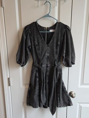Stone Wash Denim Quarter Sleeve Dress
